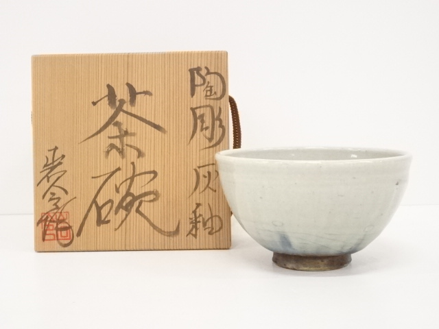 JAPANESE TEA CEREMONY / CHAWAN(TEA BOWL) / SETO GLAZE / ASH GLAZE / BY IWANORI KANEKO